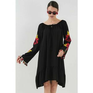 Rochie midi brodata dama - HiCCUP - cu volane - poliester/viscoza - multicolor imagine