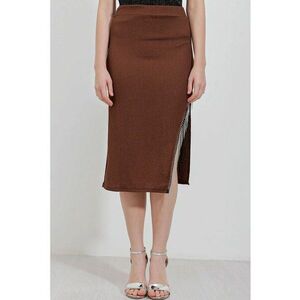 Fusta midi HiCCUP texturata - maro - poliester-lycra imagine