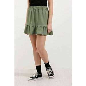 Fusta mini - HiCCUP - texturata - detalii cu volane - verde - poliester-lycra imagine