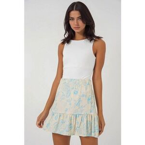 Fusta mini - HiCCUP - detalii cu volane - bej - poliester-lycra imagine