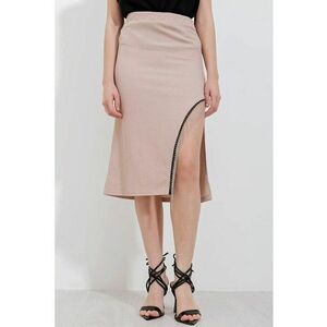 Fusta midi - HiCCUP - texturata - bej - poliester-lycra imagine