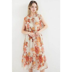 Rochie midi dama HiCCUP - imprimeu floral - poliester - multicolor imagine