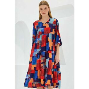 Rochie midi dama - HiCCUP - decolteu in V - viscoza - multicolor imagine