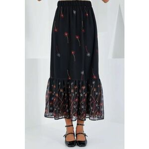 Fusta maxi - HiCCUP - imprimeu floral - negru - poliester imagine