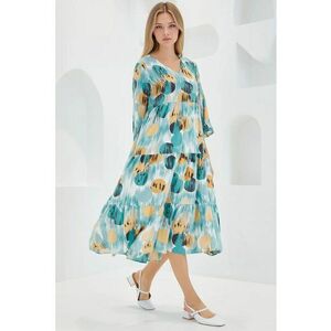 Rochie midi dama HiCCUP - decolteu in V - viscoza - multicolor imagine