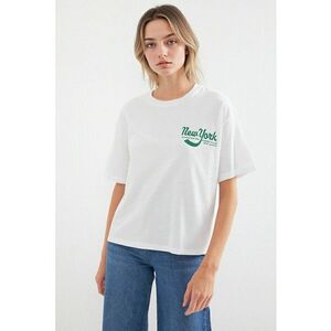 Tricou dama HiCCUP - guler rotund - croiala lejera - alb - bumbac imagine