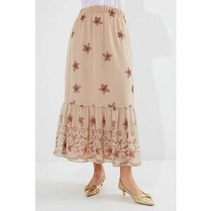 Fusta maxi - HiCCUP - imprimeu floral - culoare maro - poliester imagine