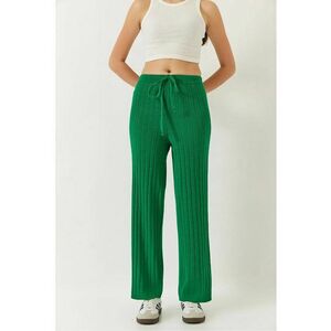 Pantaloni dama - texturati - talie elastica - poliester-elastan - Verde - imagine