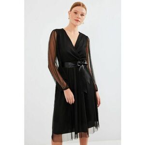 Rochie midi tul HiCCUP decolteu in V - negru - poliester - Negru imagine