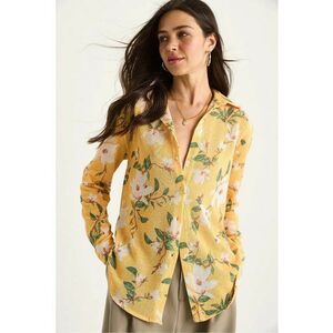 Camasa dama - cu imprimeu floral - galben - bumbac imagine