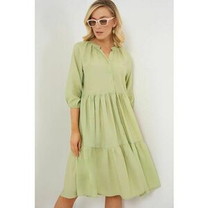 Rochie midi dama HiCCUP - maneci trei sferturi - viscoza/nylon - verde imagine