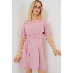 Rochie mini dama HiCCUP - cu cordon - poliester/elastan - roz imagine