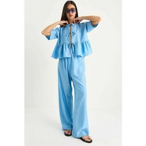 Compleu dama - 2 piese - textil - albastru imagine