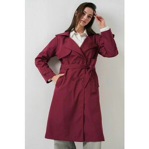 Palton dama - HiCCUP - captusit - cu doua randuri de nasturi - poliester - visiniu imagine