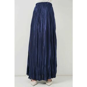 Fusta maxi - HiCCUP - texturata - albastra - satin imagine