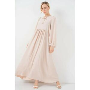 Rochie maxi lejera dama - HiCCUP - poliester/elastan - alb murdar imagine