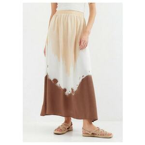 Fusta maxi HiCCUP - cu talie elastica - degrade - bej/maro - viscoza imagine