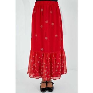 Fusta maxi - HiCCUP - imprimeu floral - rosu - poliester imagine