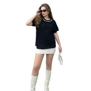 Tricouri dama - HiCCUP - tricou din bumbac - maneca scurta - negru - imagine