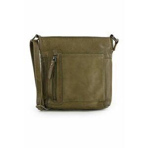 Geanta crossbody din piele naturala verde - 21x19x6cm - 5 buzunare - curea max 145cm imagine