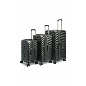 Set trolere extensibile Trunk - policarbonat - 1 bagaj de cabina si 2 de cala - cifru TSA - 4 roti cu suspensii - negru - 56 cm/66 cm/77 cm imagine