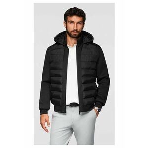 Jacheta bomber matlasata cu gluga si maneci tricotate OM-JALP-0298 - Negru imagine