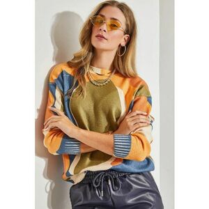 Pulover dama - guler rotund - tricot - Multicolor - imagine