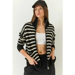 Cardigan tricotat cu dungi - cu fermoar - tricot - Multicolor - imagine
