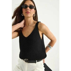 Top dama - Tricot - Negru - imagine