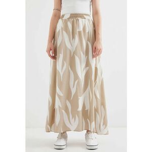 Fusta maxi - HiCCUP - model texturat - talie elastica - bej - textil imagine