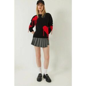 Pulover dama - cu guler rotund - negru - tricot - imagine