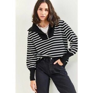 Pulovere dama - model cu dungi - acril - alb/negru - imagine