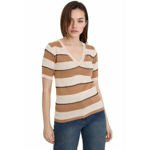 Tricou dama - Tricot - Bej - Decolteu in V imagine