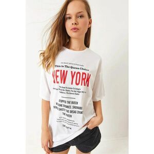 Tricou supradimensionat din bumbac - guler rotund - imprimeu motivational - alb imagine