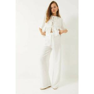 Compleu dama - 2 piese - textil - alb imagine