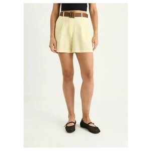 Pantaloni scurti dama - croiala larga - galben - amestec de in si bumbac - viscoza imagine