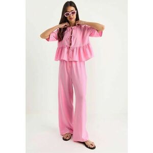 Compleu dama - 2 piese - textil - roz imagine
