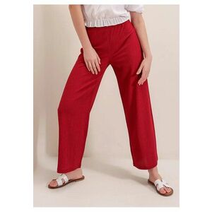 Pantaloni dama - HiCCUP - texturati - croiala relaxata - rosu - poliester-lycra imagine