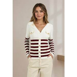 Cardigan slim fit din amestec de vascoza Z-95 M8 18176 - Alb imagine