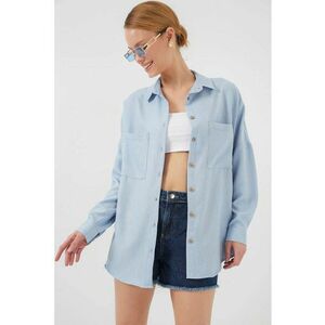 Camasa HiCCUP supradimensionata cu maneca lunga - albastra - in si viscoza imagine