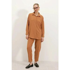 Compleu dama - model supradimensionat - poliester/lycra - 2 piese - maro imagine