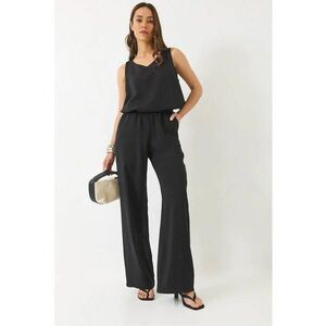 Compleu dama - tricou elegant si pantaloni largi - poplin - negru imagine