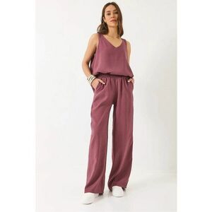 Compleu dama - tricou elegant si pantaloni largi - poplin - violet imagine
