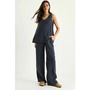 Compleu dama - tricou elegant si pantaloni largi - poplin - gri imagine
