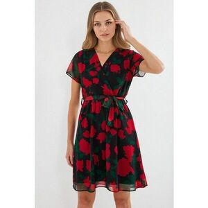 Rochie mini dama HiCCUP - imprimeu floral - textil - decolteu in V - multicolor imagine