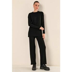 Set doua piese - tricotaje cu nervuri - negru - material acrilic - imagine