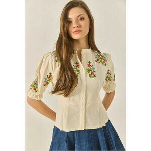 Camasa din poplin de bumbac - natural imagine