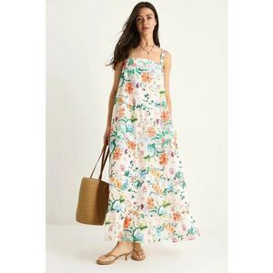 Rochie maxi - HiCCUP - guler patrat - flori - multicolor - poliester imagine