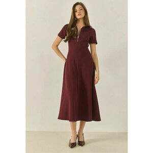 Rochie midi mulata HiCCUP - guler cu fermoar - rosu - poliester-elastan imagine