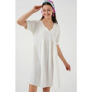 Rochie mini dama HiCCUP - decolteu in V - poliester/elastan - alb imagine
